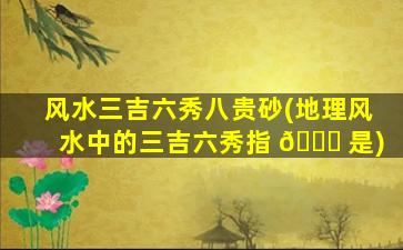风水三吉六秀八贵砂(地理风水中的三吉六秀指 🐕 是)